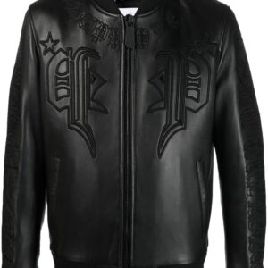 Philipp Plein leather bomber jacket