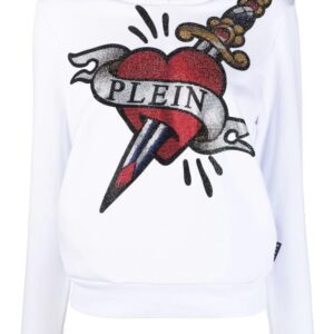 Philipp Plein  graphic-print cropped hoodie