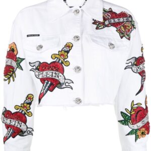 Philipp Plein  cropped Love denim jacket