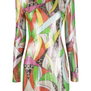 Philipp Plein mix-print knitted minidress