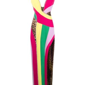 Philipp Plein rainbow-patchwork long dress