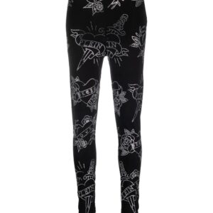 Philipp Plein Love-print stirrup leggings