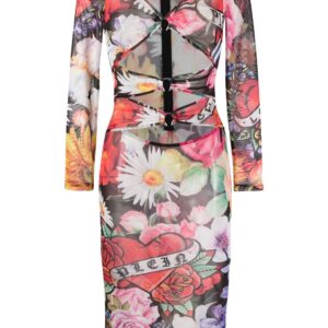 Philipp Plein Love Flowers midi dress
