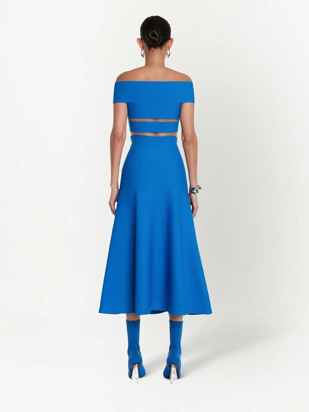 Alexander McQueen off-shoulder flared midi dress - Image 4
