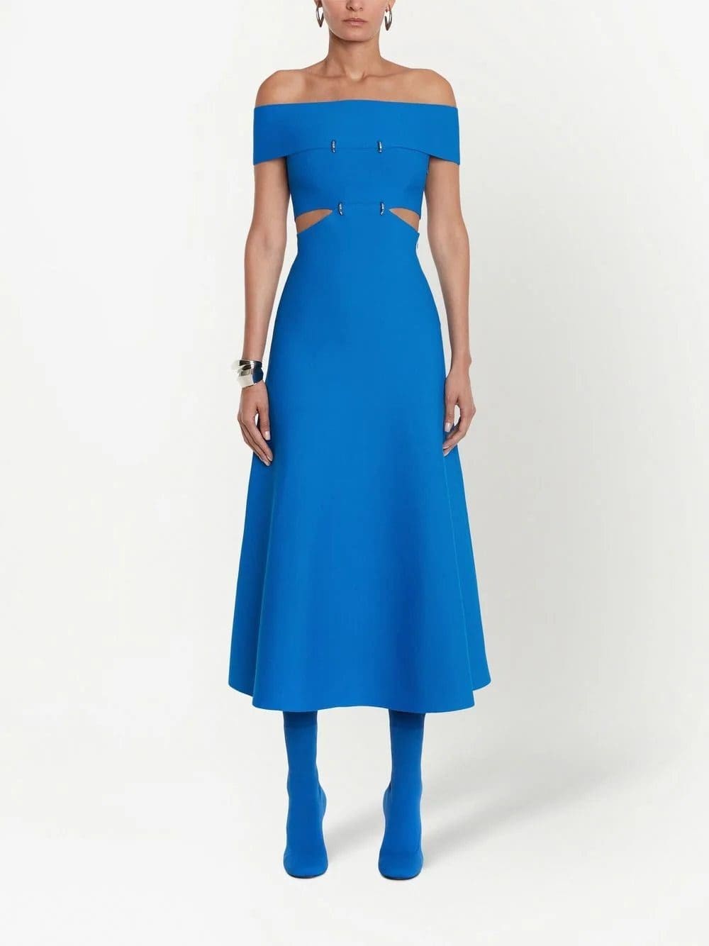 Alexander McQueen off-shoulder flared midi dress - Image 2