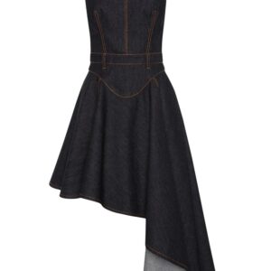 Alexander McQueen  asymmetric denim corset dress