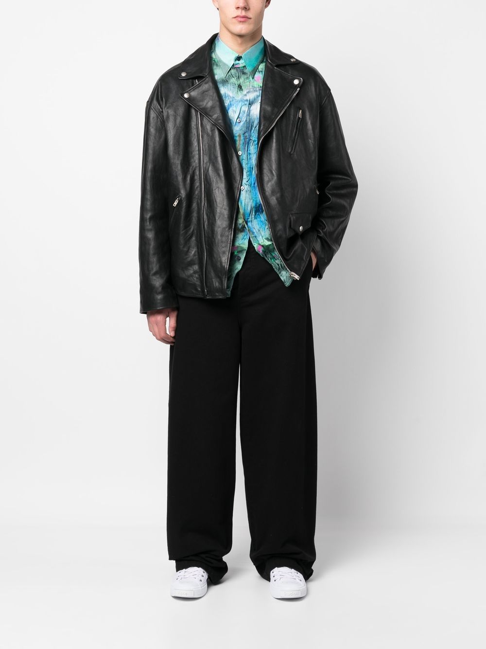 Acne Studios off-centre zip leather biker jacket - Image 2
