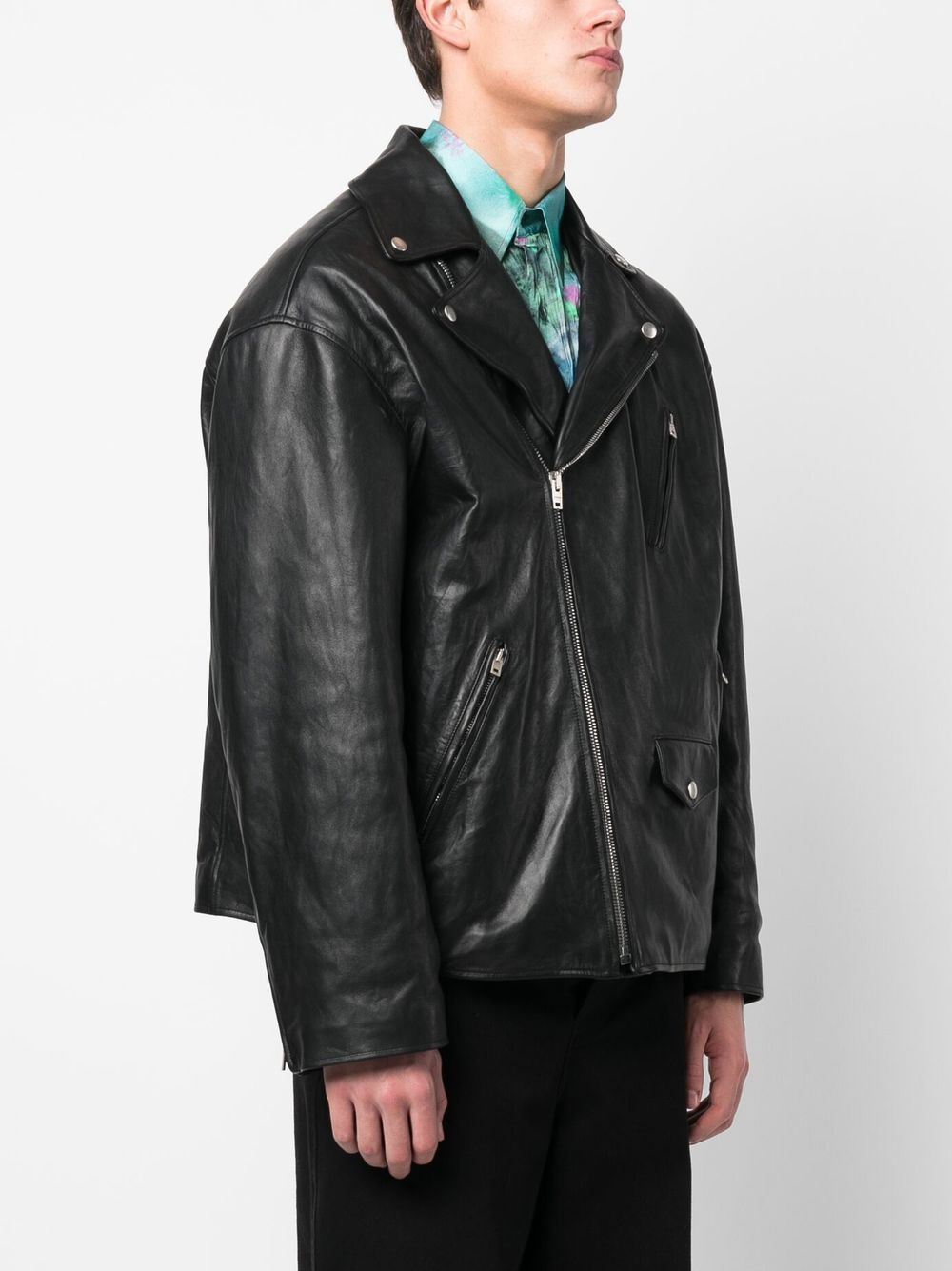 Acne Studios off-centre zip leather biker jacket - Image 3
