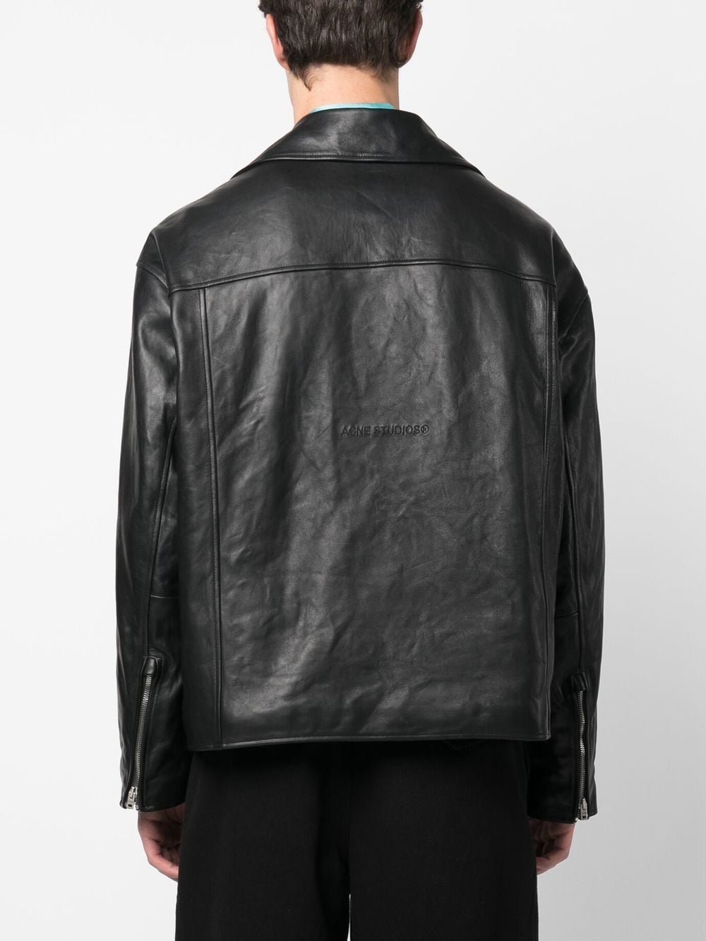 Acne Studios off-centre zip leather biker jacket - Image 4