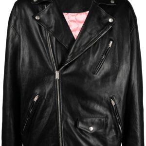 Acne Studios off-centre zip leather biker jacket