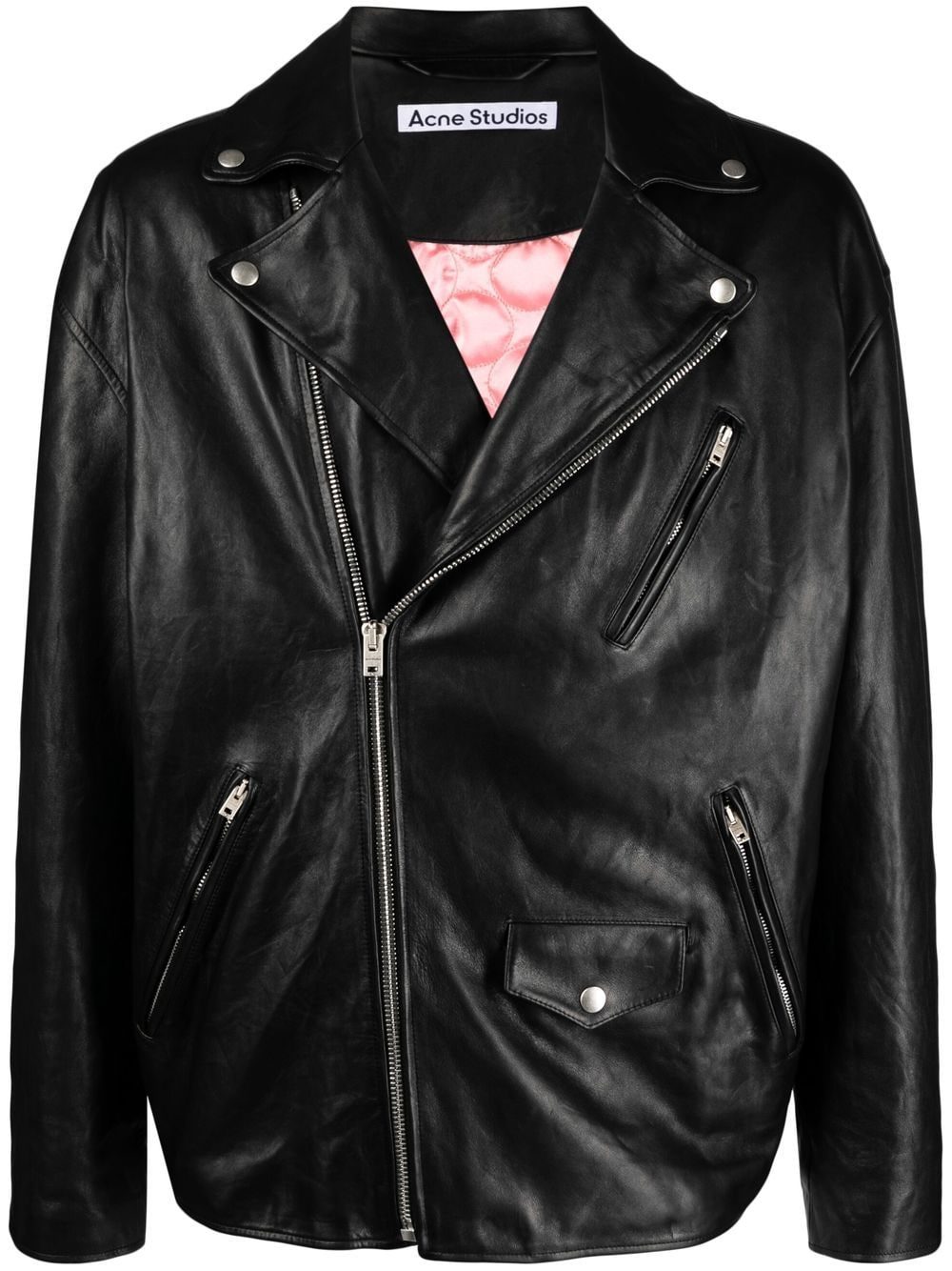 Acne Studios off-centre zip leather biker jacket