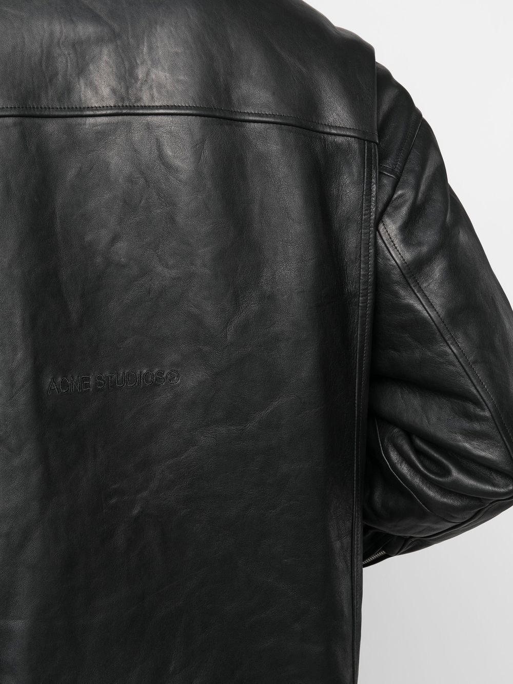 Acne Studios off-centre zip leather biker jacket - Image 5