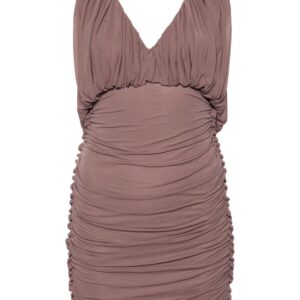 Saint Laurent ruched V-neck minidress