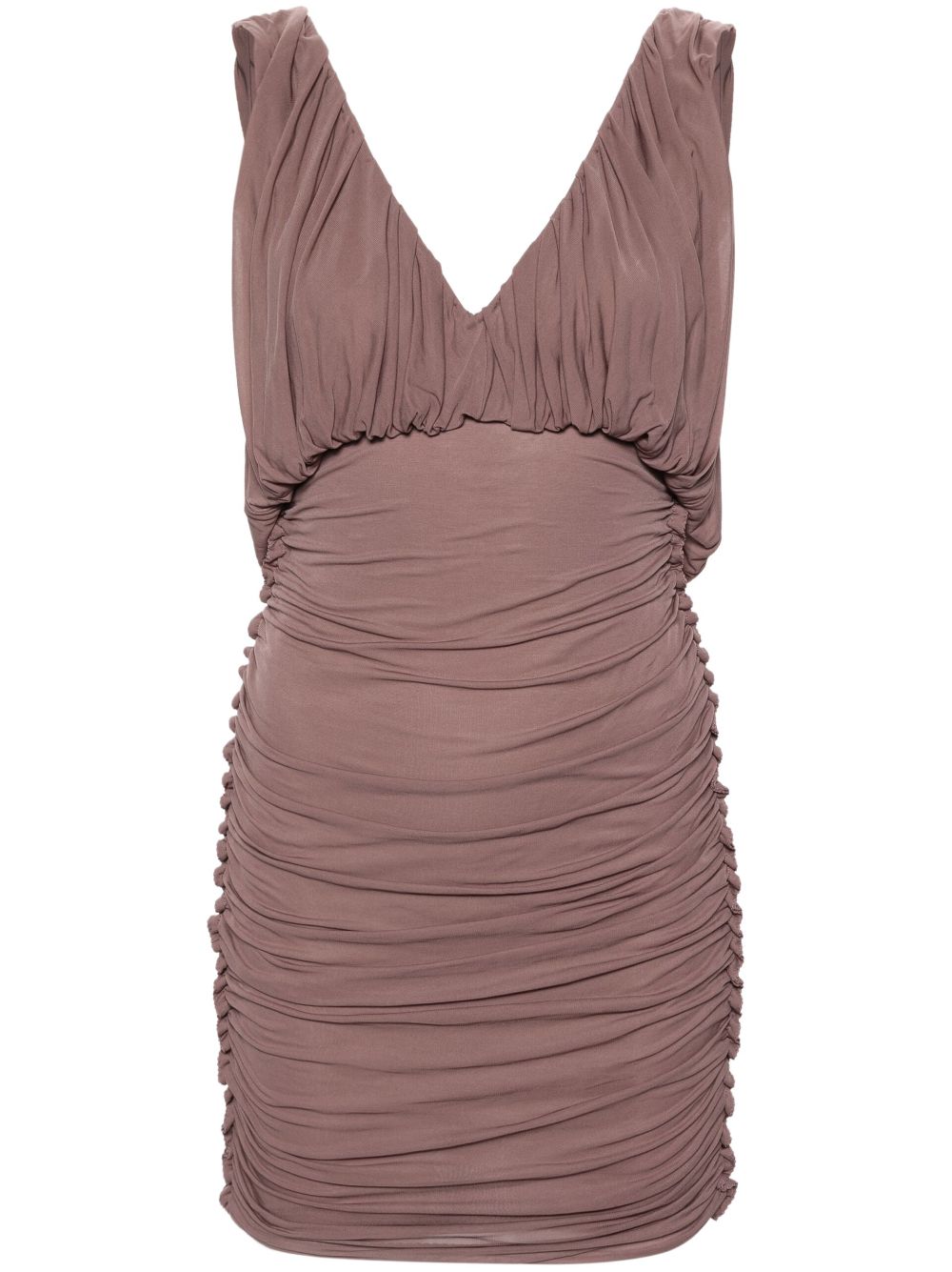 Saint Laurent ruched V-neck minidress