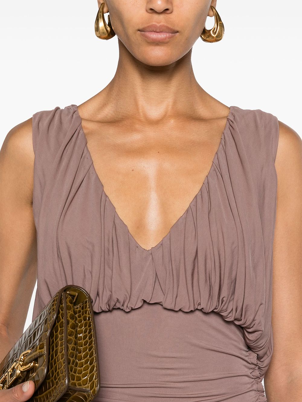 Saint Laurent ruched V-neck minidress - Image 4