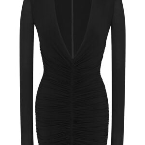 Saint Laurent ruched V-neck minidress