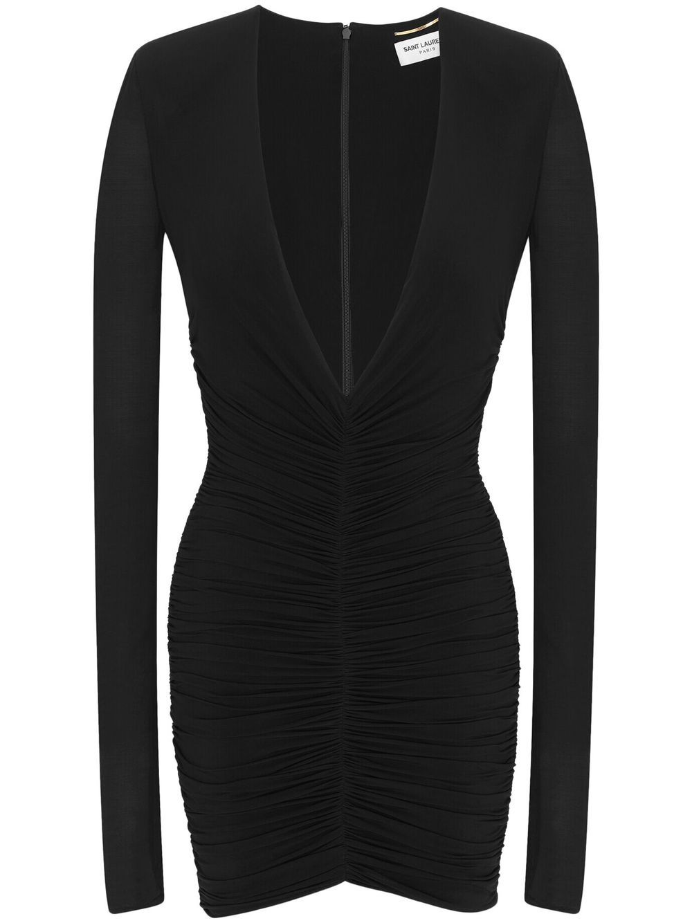Saint Laurent ruched V-neck minidress
