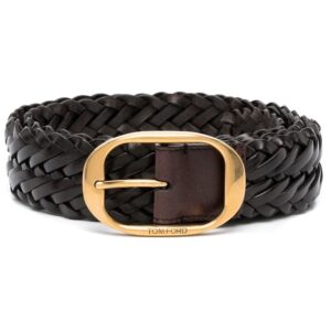 Louis Vuitton interwoven leather buckle belt