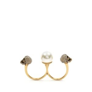 Alexander McQueen  pearl skull double-ring