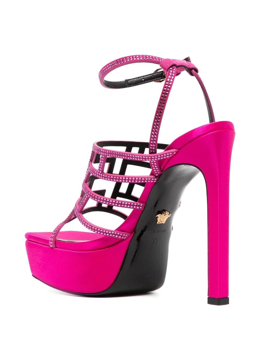 Versace Greca Maze 140mm crystal leather platform sandals - Image 3