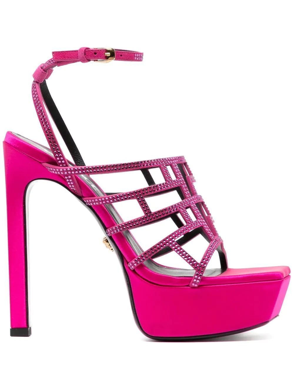 Versace Greca Maze 140mm crystal leather platform sandals