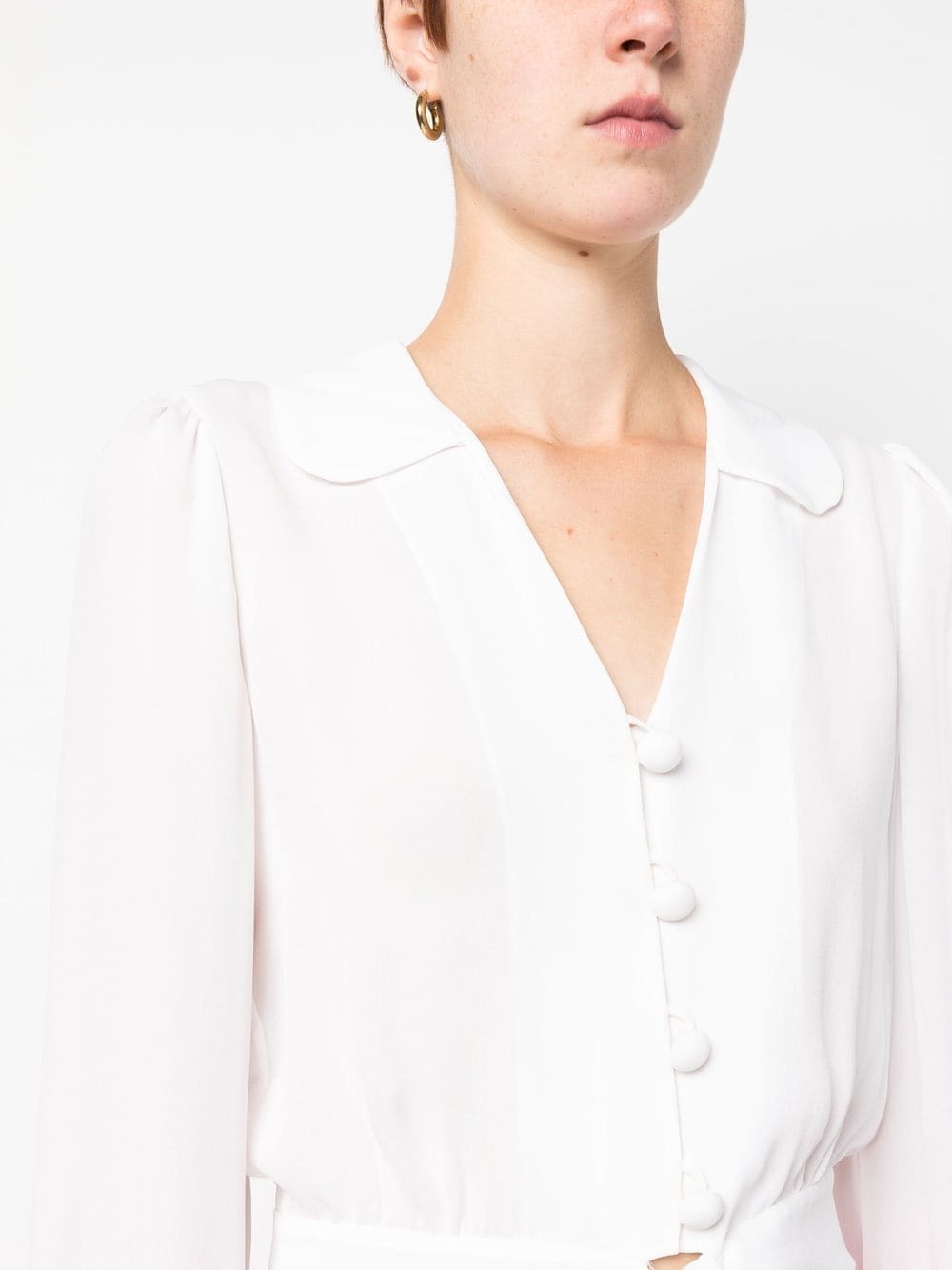 Moschino cropped tied-hem silk blouse - Image 5