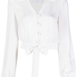 Moschino cropped tied-hem silk blouse