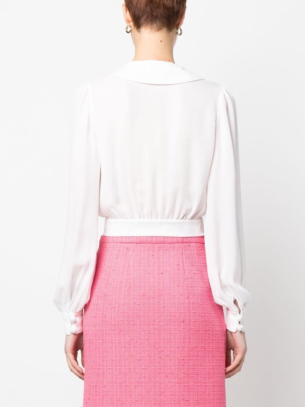 Moschino cropped tied-hem silk blouse - Image 4