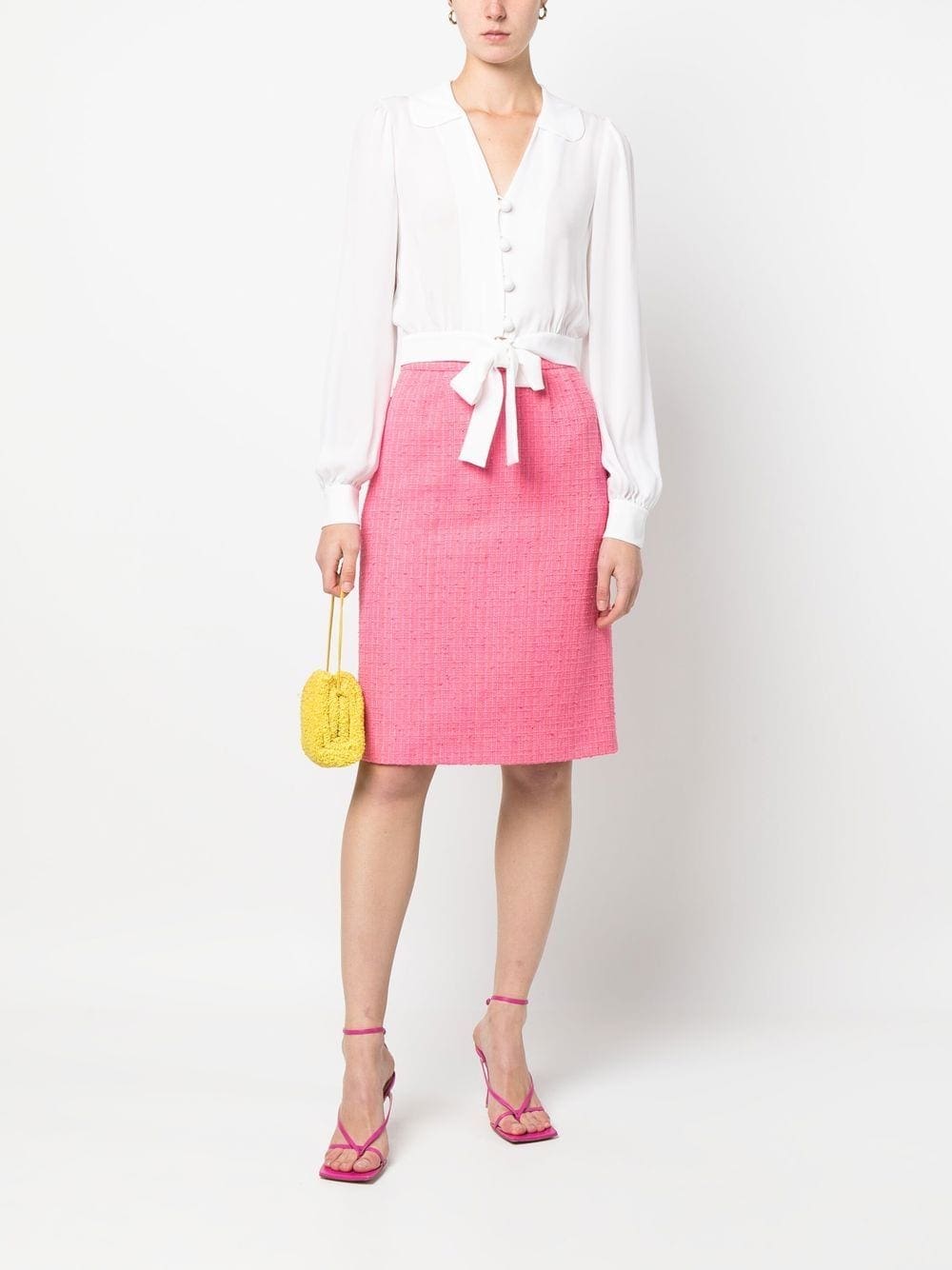 Moschino cropped tied-hem silk blouse - Image 2