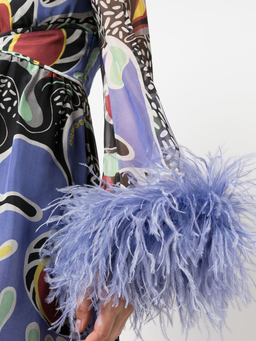 Moschino feather-trim psychedelic print dress - Image 5