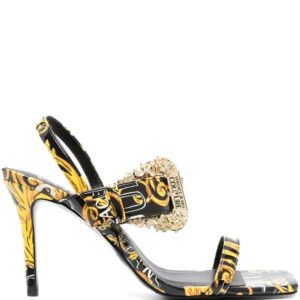 Versace Jeans Couture  baroque-print 90mm square-toe sandals