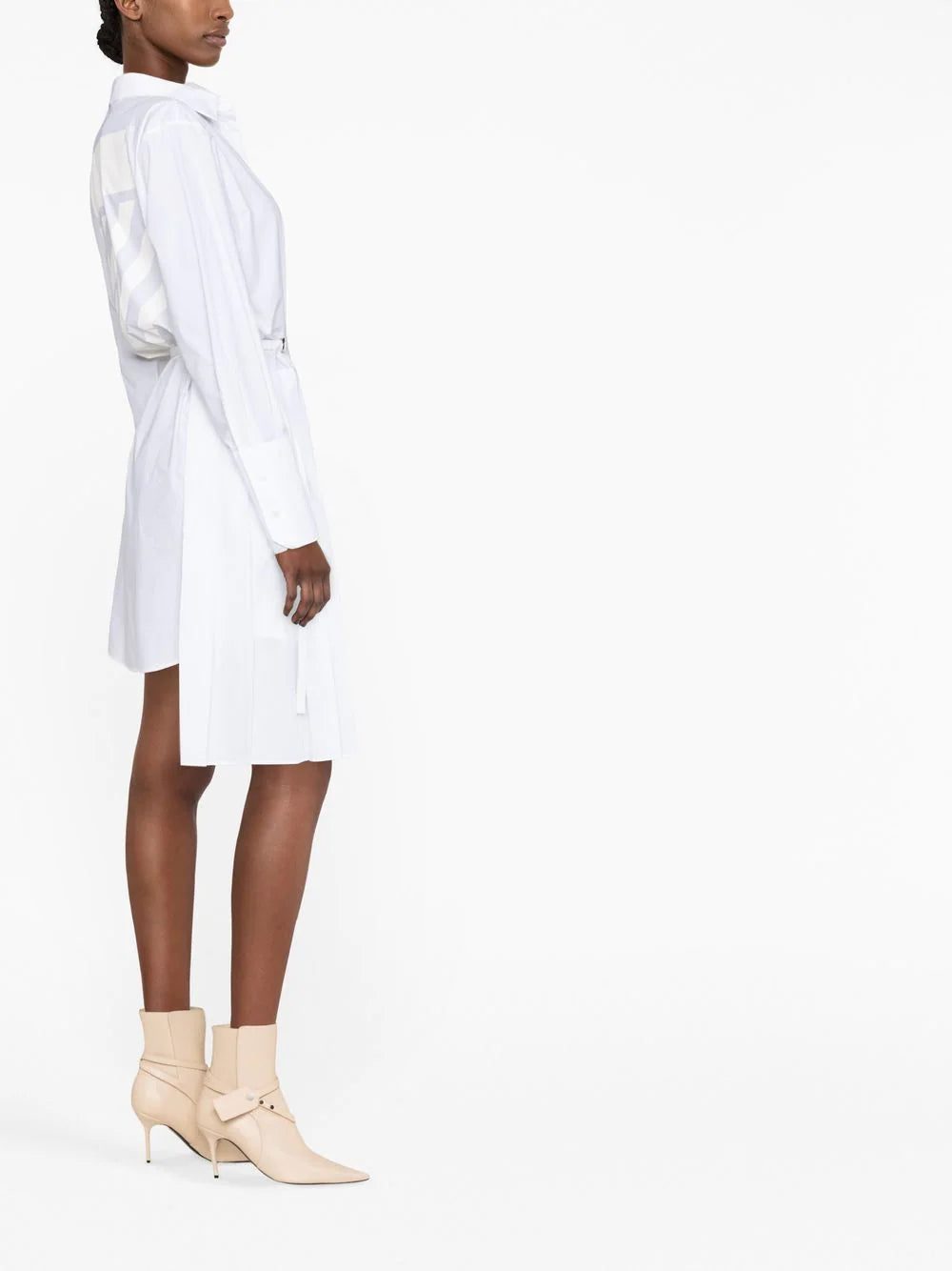 Off-White Diag plissé cotton shirt dress - Image 4