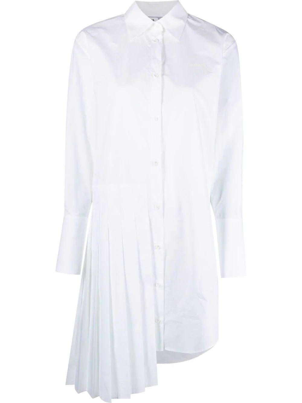 Off-White Diag plissé cotton shirt dress