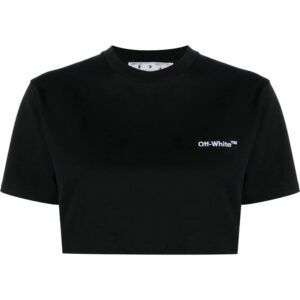 Off-White  logo-embroidered cropped T-shirt