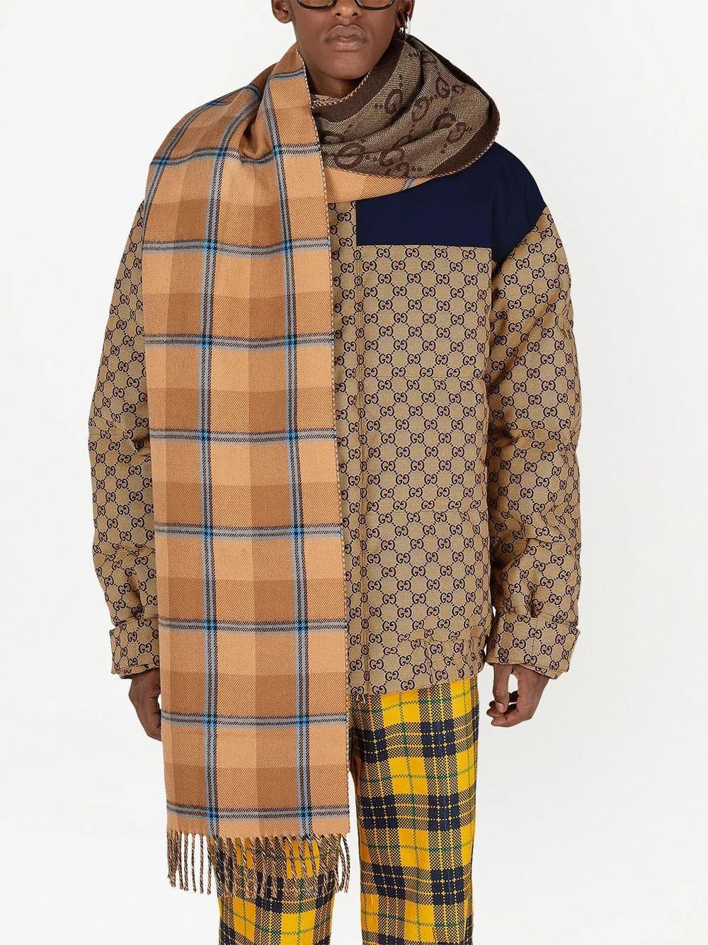 Gucci GG jacquard reversible checked wool scarf