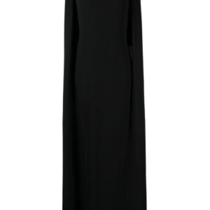 Versace Greca crystal-embellished cape silk dress