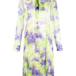 Versace  floral-print plissé midi dress