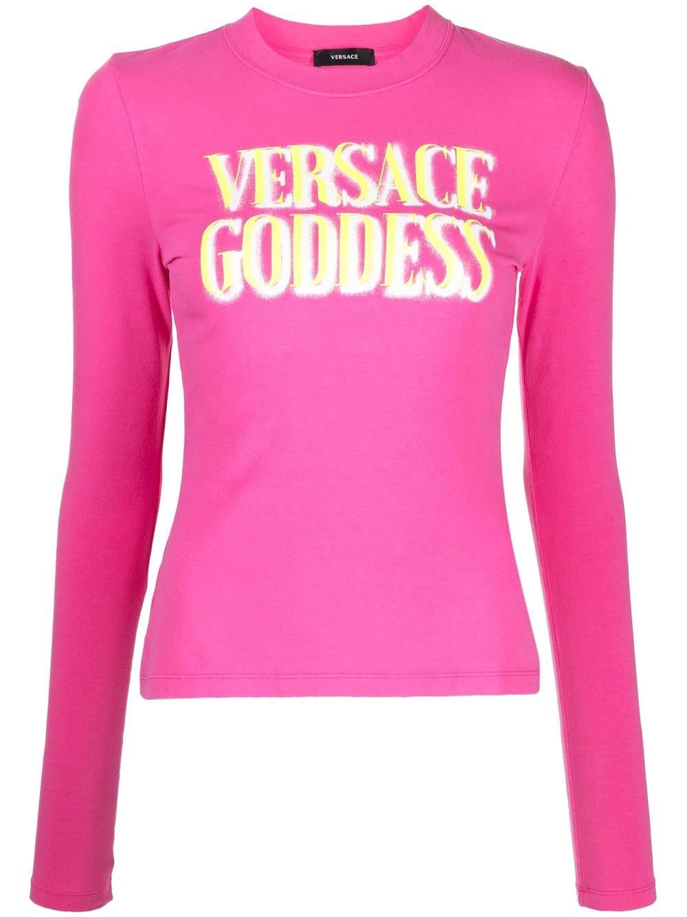Versace slogan-print long-sleeve T-shirt