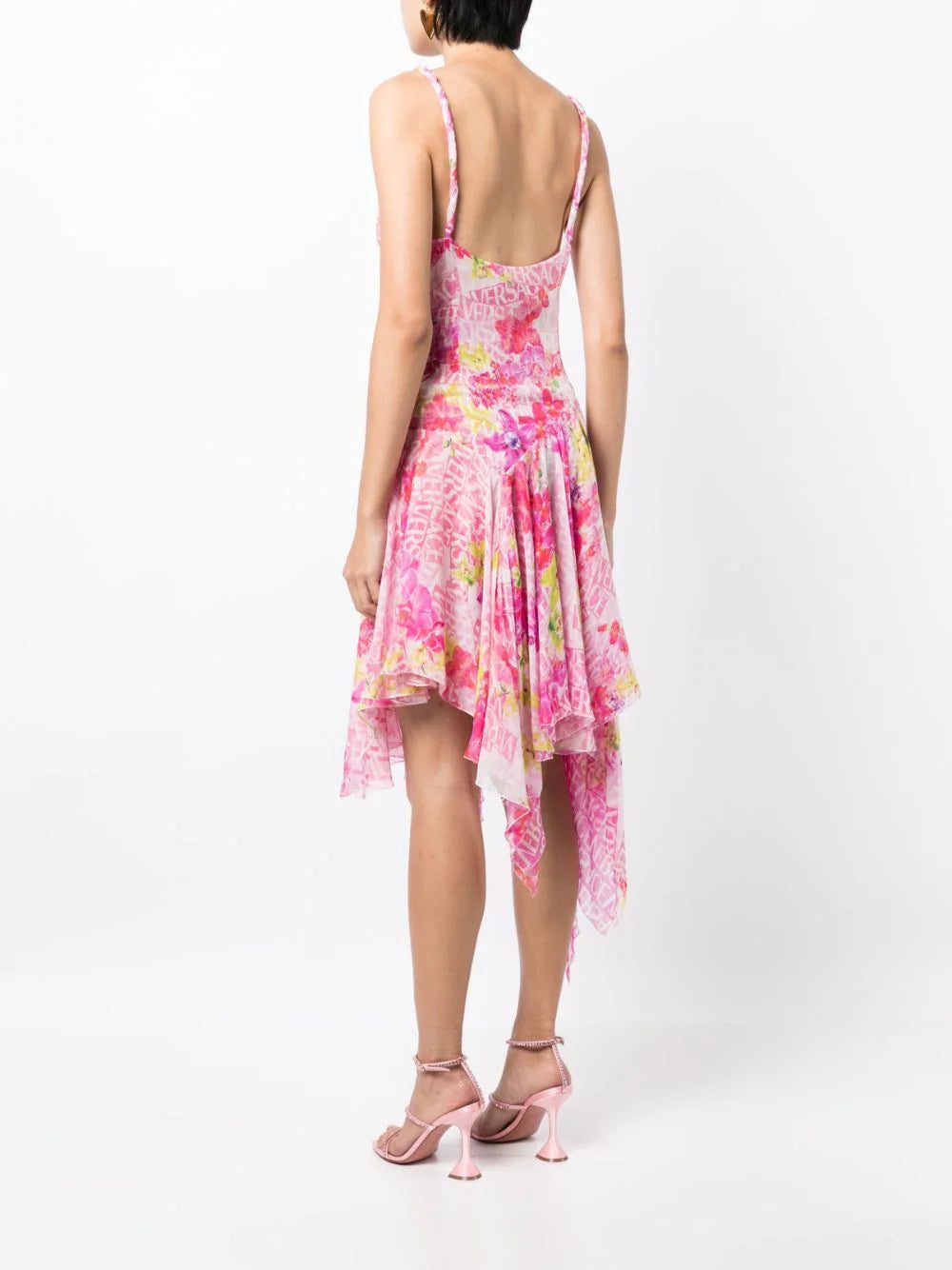 Versace Orchid-print asymmetric silk blouse - Image 4