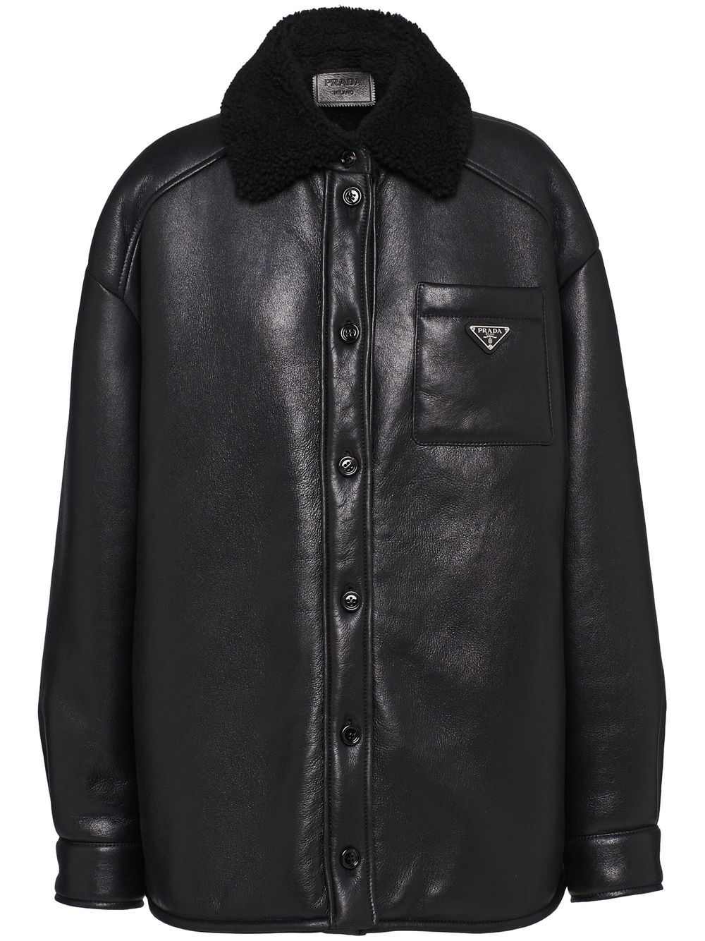 Prada shearling collar button-up jacket