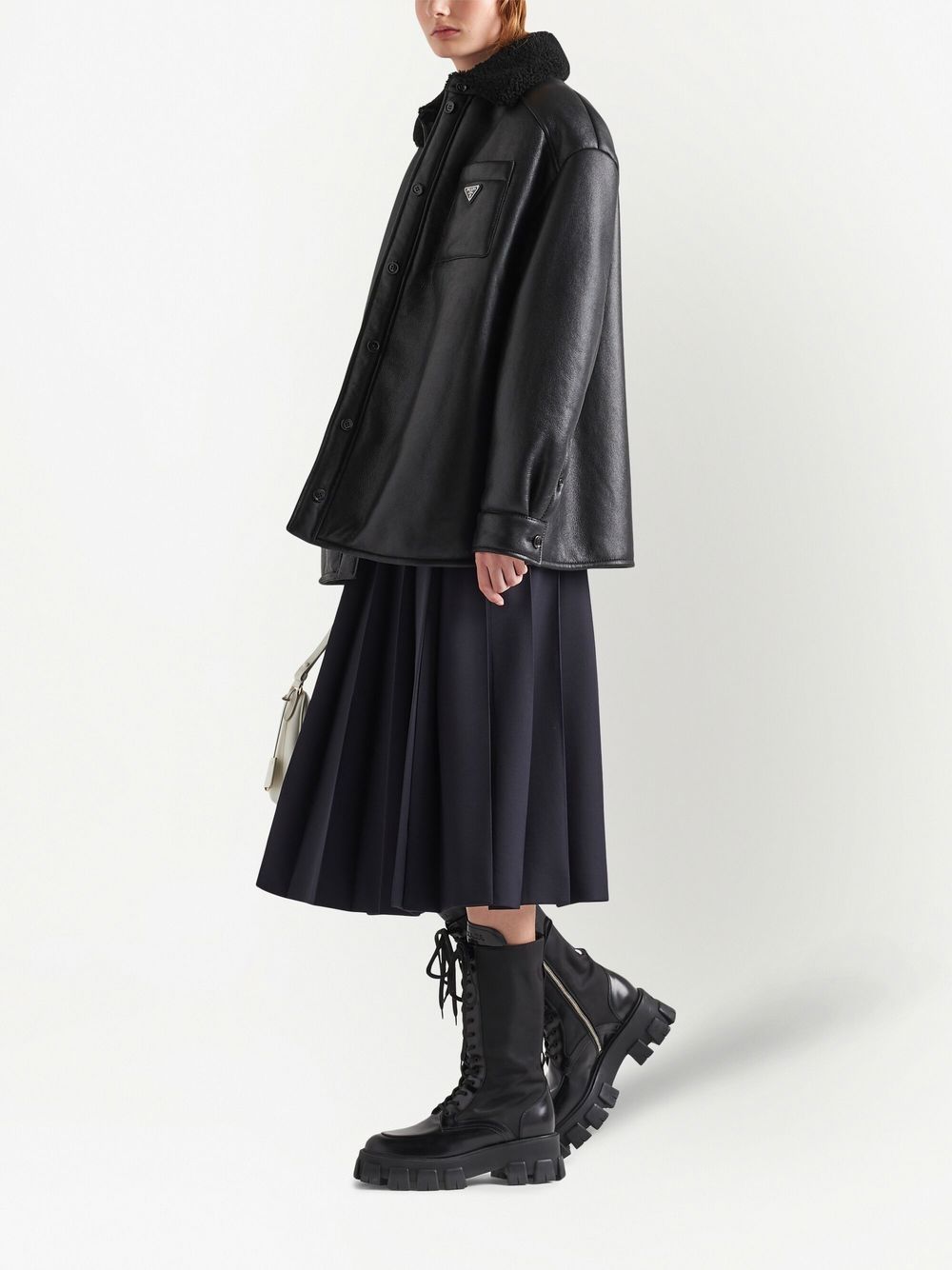 Prada shearling collar button-up jacket - Image 4