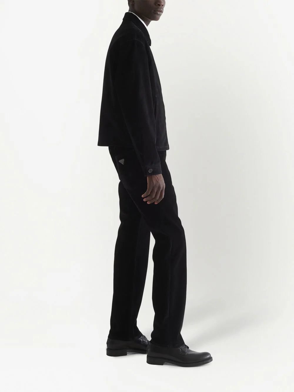 Prada triangle-logo velvet blouson jacket - Image 3