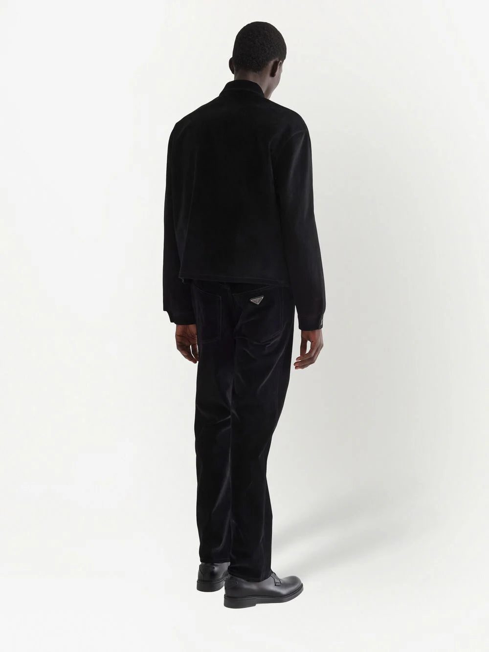 Prada triangle-logo velvet blouson jacket - Image 4