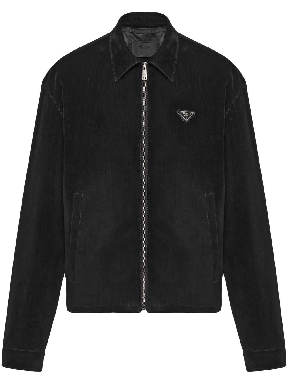 Prada triangle-logo velvet blouson jacket