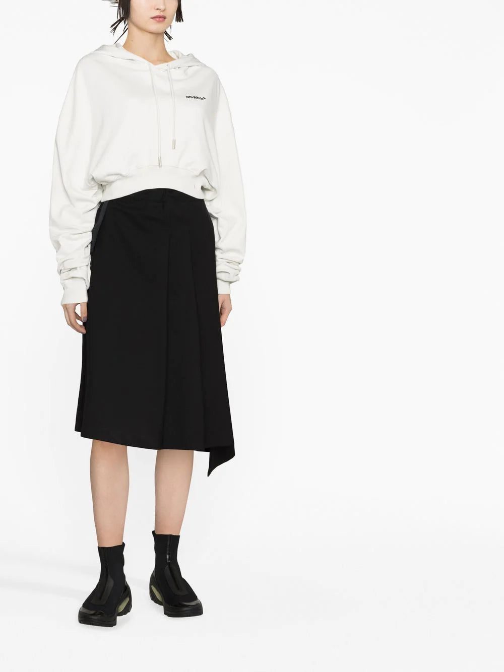 Off-White logo-print cropped hoodie - Image 2