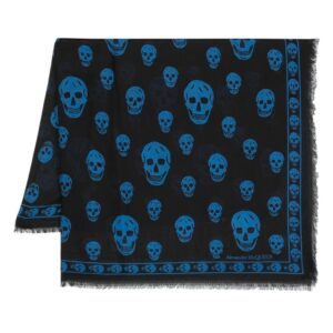 Alexander McQueen skull-print frayed-edge scarf