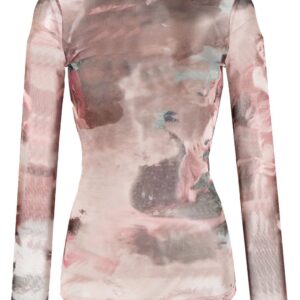 Balmain Sky-print tulle top