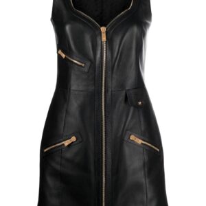 Versace sweetheart-neckline lambskin mini dress