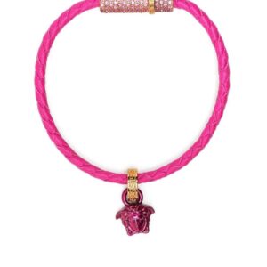 Versace  leather crystal-embellished bracelet