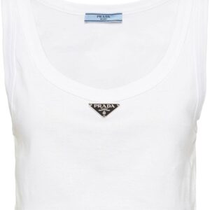 Prada triangle-logo crop top
